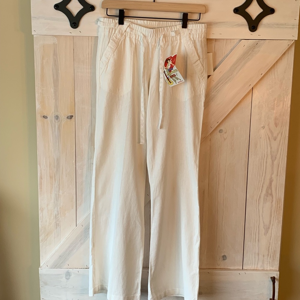 White linen pants